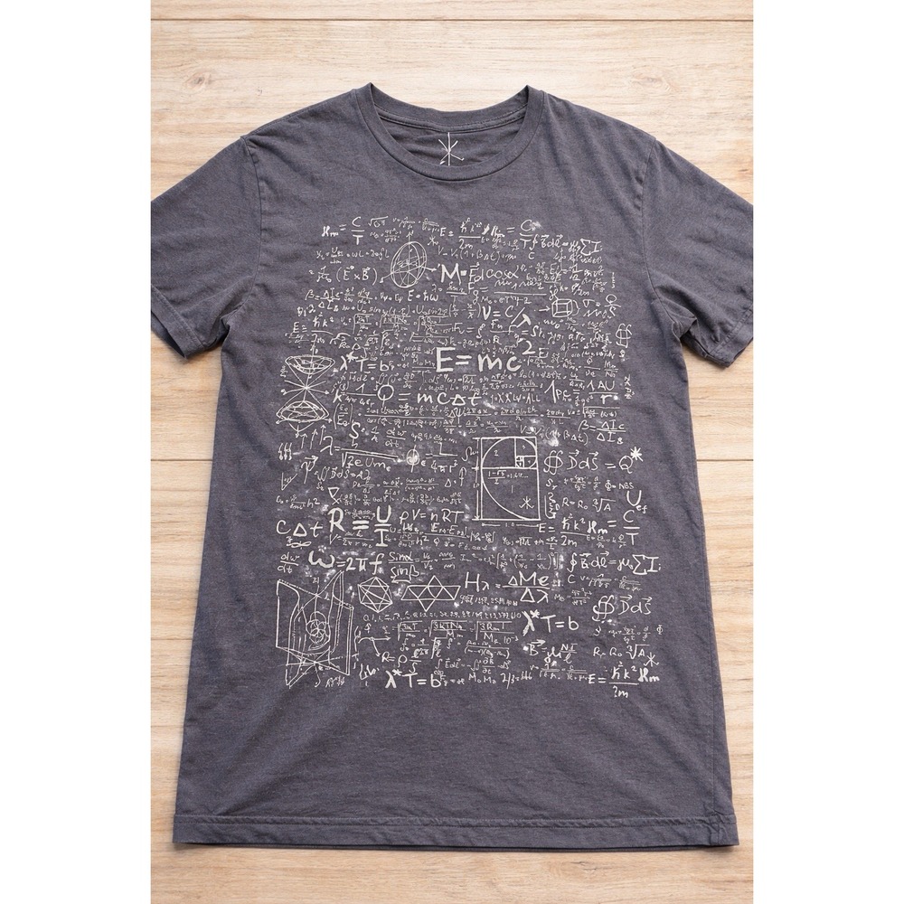 Life Clothing Co Graphic T-Shirt Mens M Grey Math Science Equations  Minimalist
